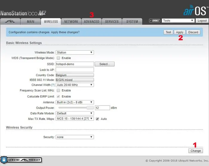 ubiquiti nanostation verbinden met hotspot